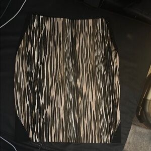 Diane Von Furstenberg Cream and Brown Mini Pencil Skirt